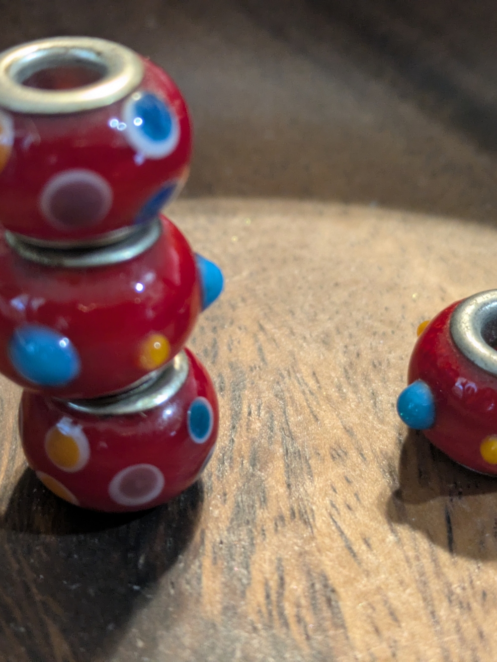 Red Polka Dot Bead Set for Kids - Colorful Stackable Toy Beads
